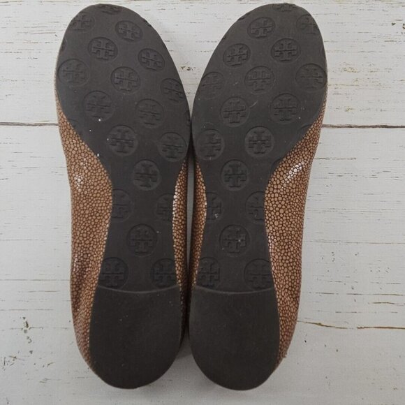 Tory Burch Reva Coconut Brown Stingray Leather Ballet Flats Womens Size‎ 8 - Picture 10 of 12